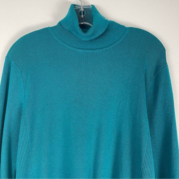Chico’s green teal blue turtleneck viscose sweater XL/16 - Picture 2 of 6
